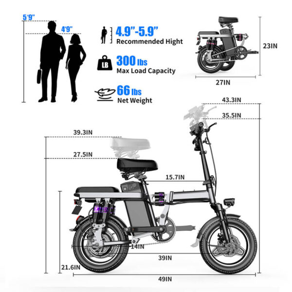 400W Portable Electric Bike 48V 15Ah Battery - Image 3